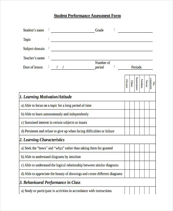 Example Of Performance Assessment In Mathematics