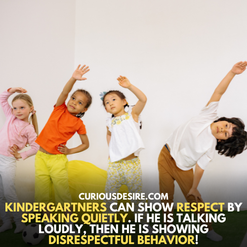 Kindergartners show respect by speaking quietly