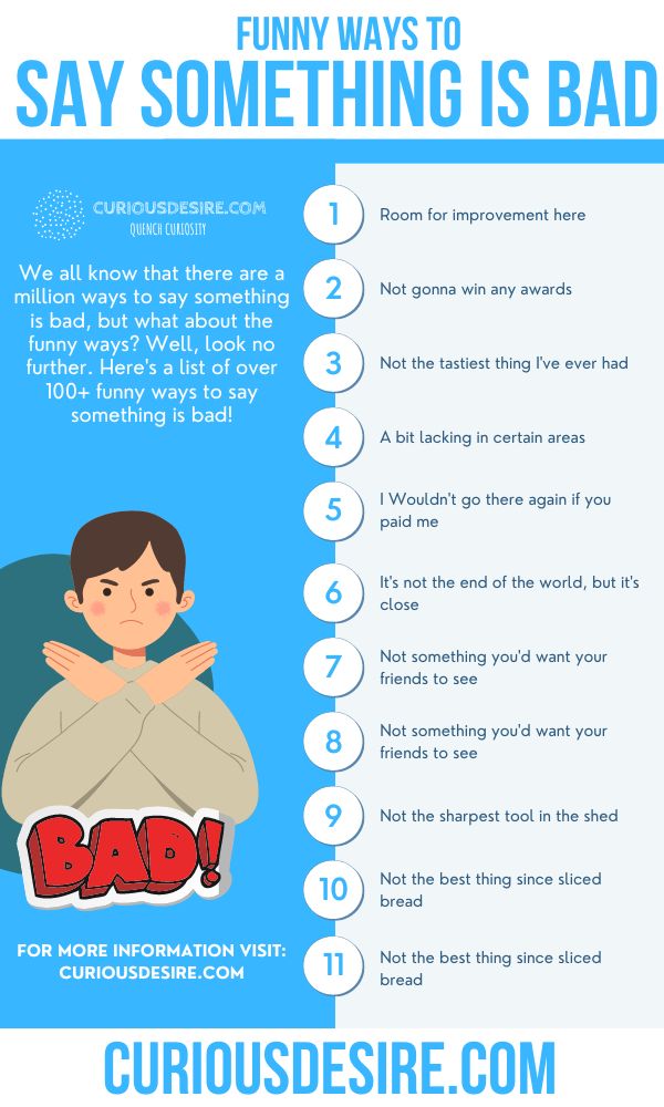 100 Funny Ways To Say Something Is Bad Curious Desire