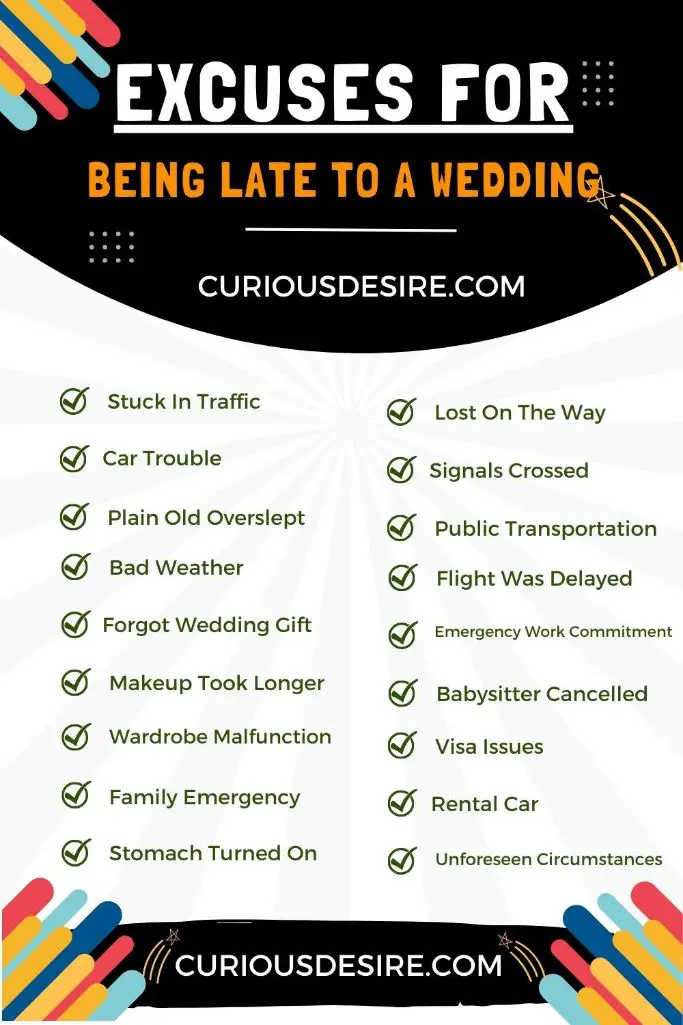 Excuses for Being Late to a Wedding [Comprehensive Guide]