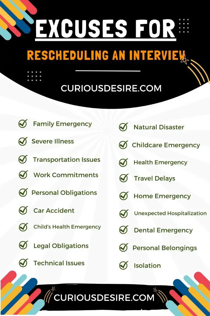 Excuses For Reschedule An Interview