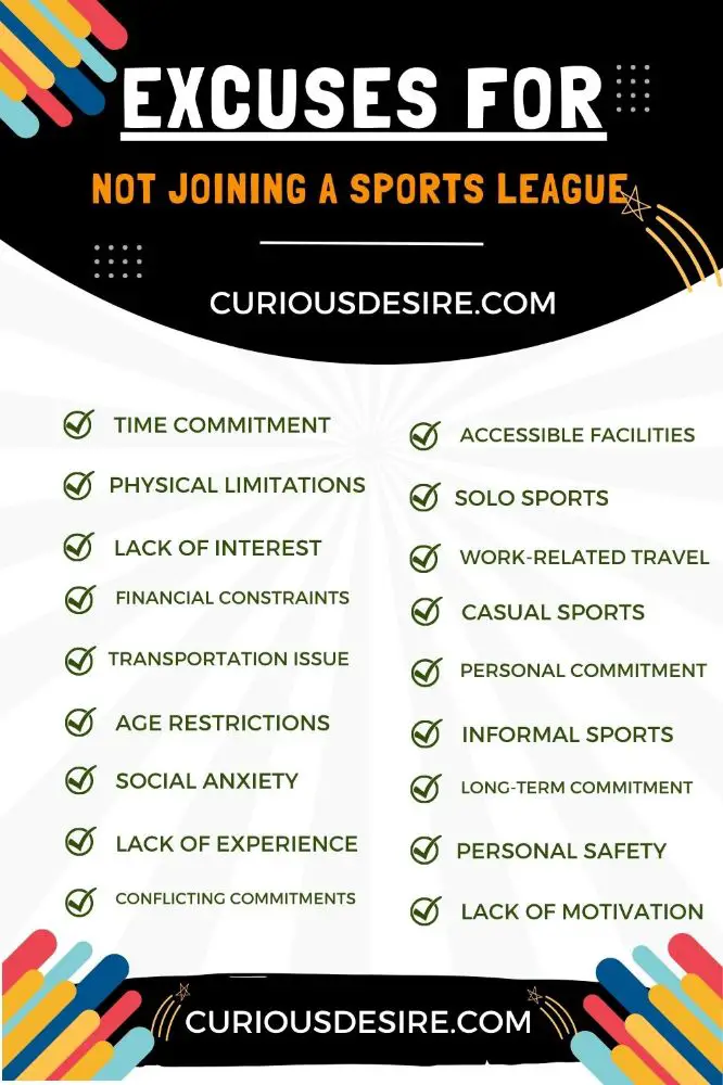 Excuses for not joining a sports league [Easy Ways]