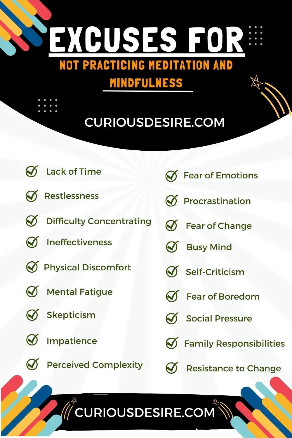 Top 30 Excuses for Not Practicing Meditation and Mindfulness