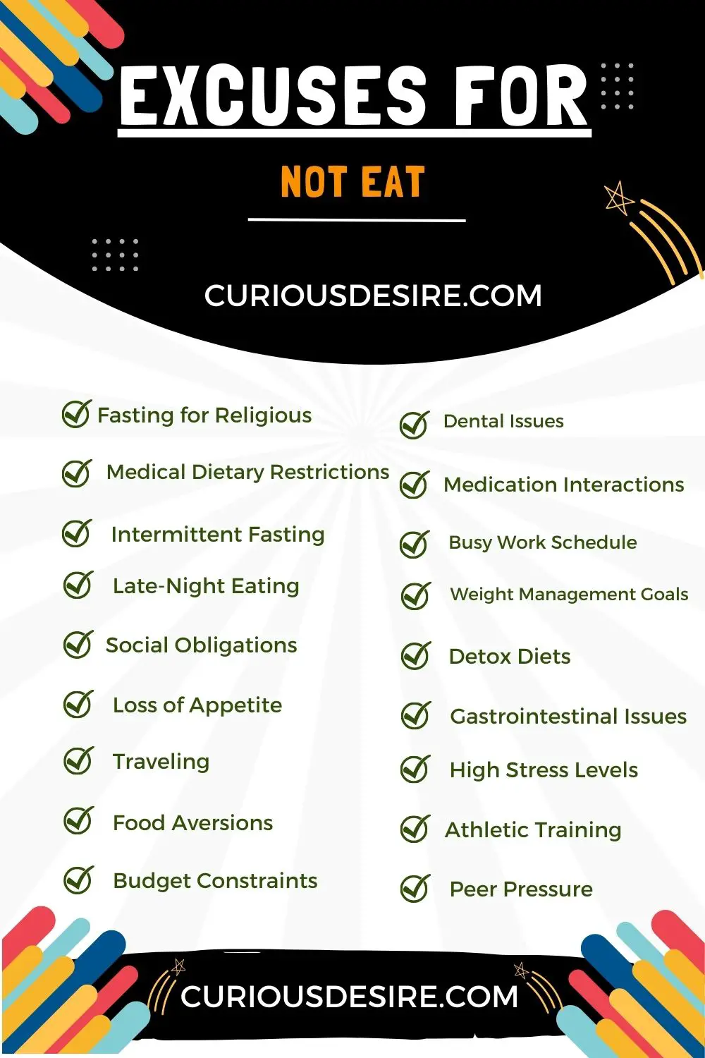 Top 30 Real Time Excuses To Not Eat