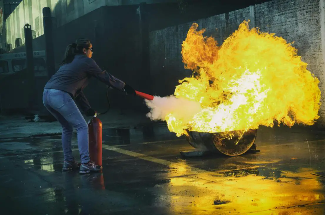 A common individual extinguishing the fire