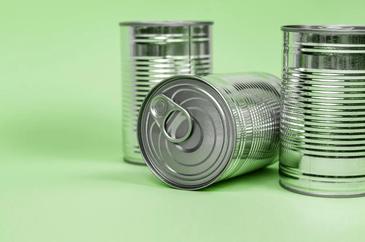 3 Food cans in greenish background
