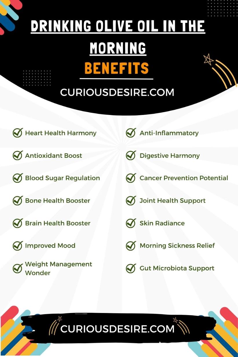 Infographics - 14 Benefits of drinking olive oil in the morning