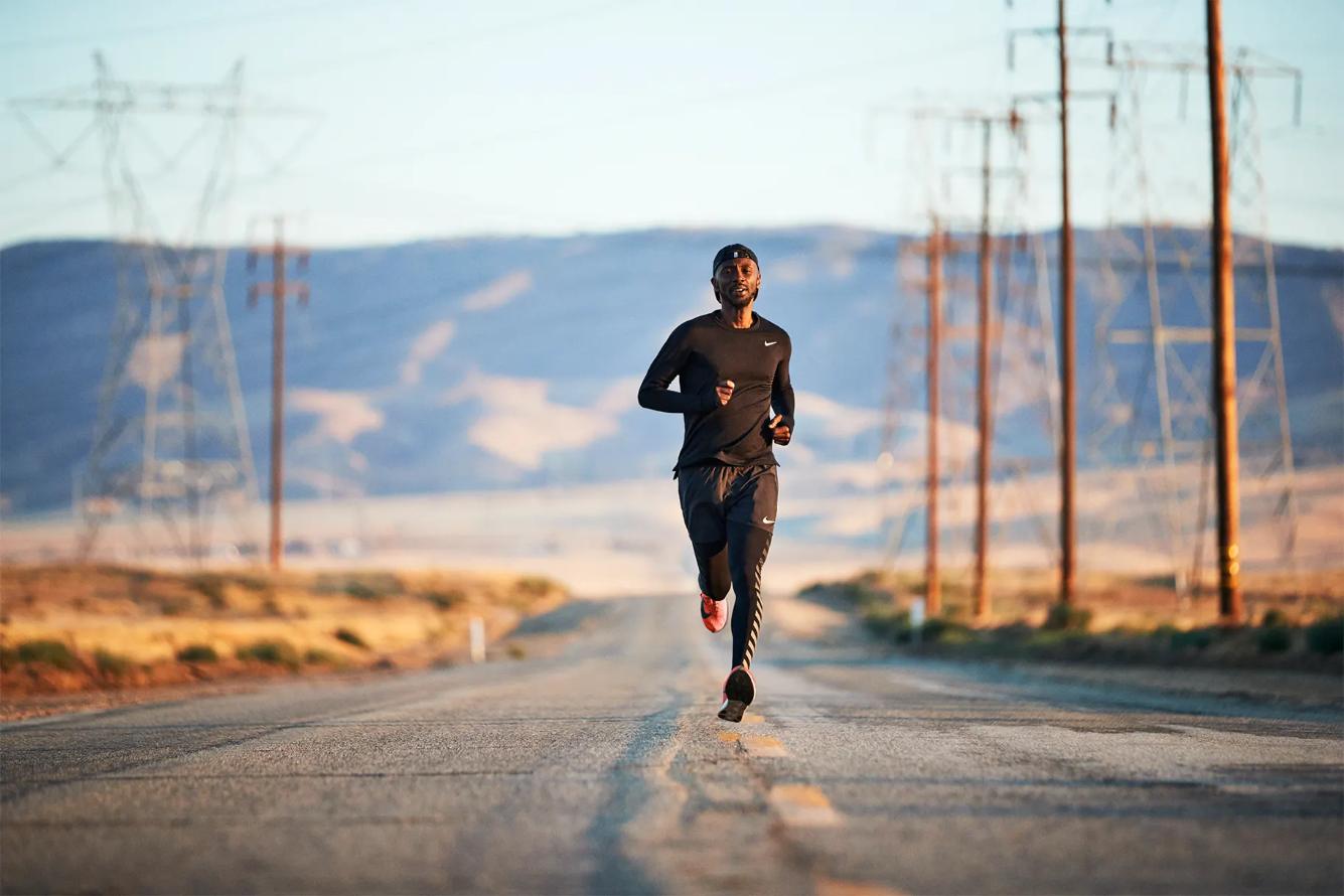 A man running on a road 