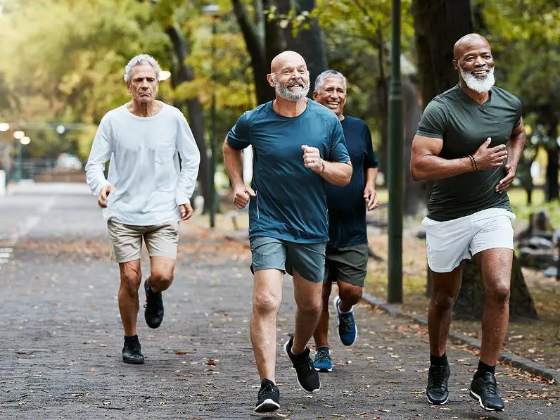 4 man running and laughing