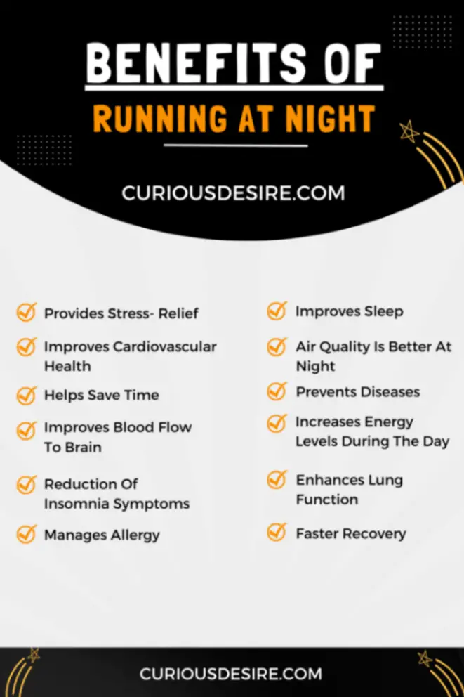 12 Benefits of Running at Night Infographic