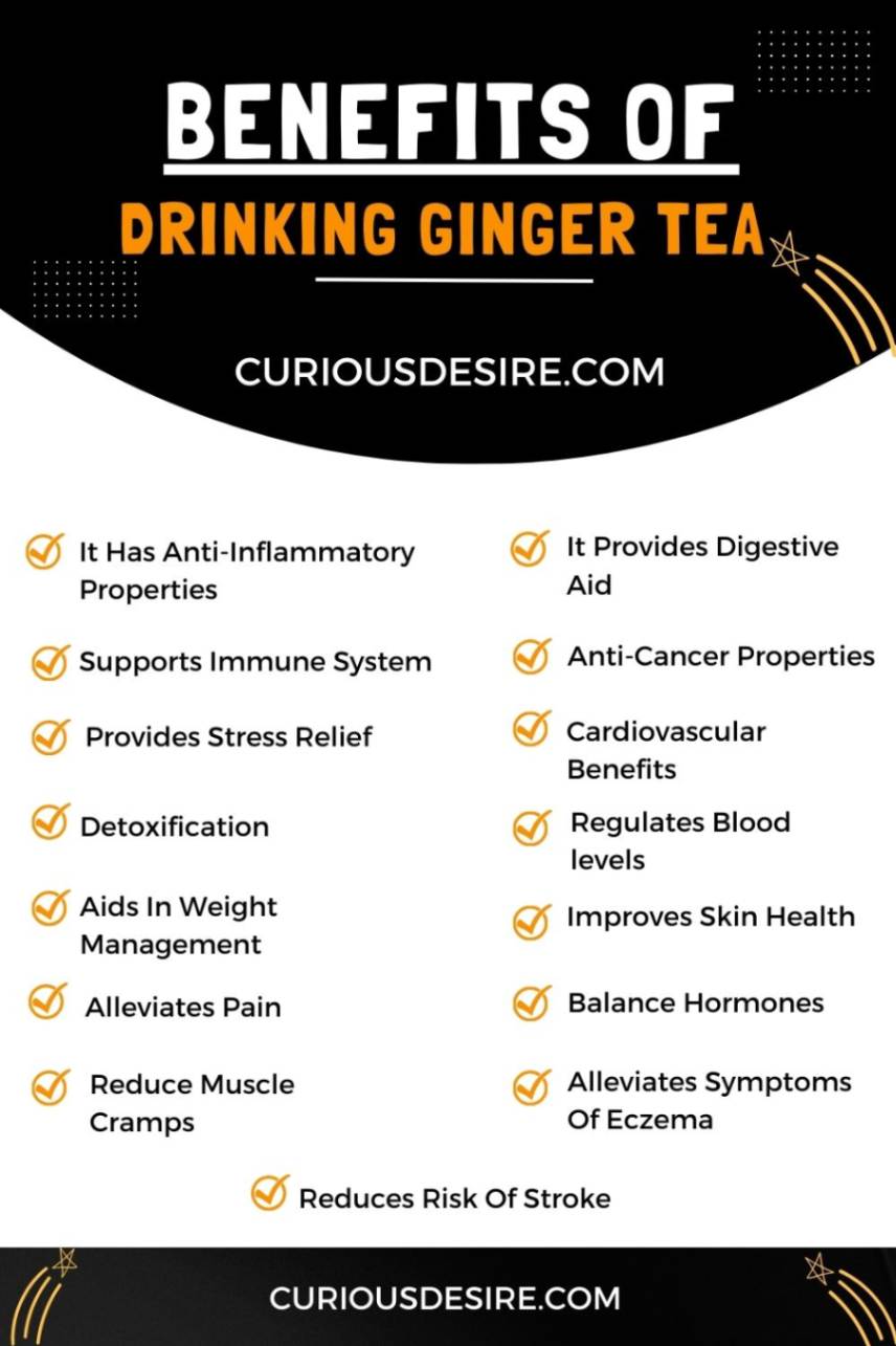 15 Benefits Of Drinking Ginger Tea Before Bed Infographic