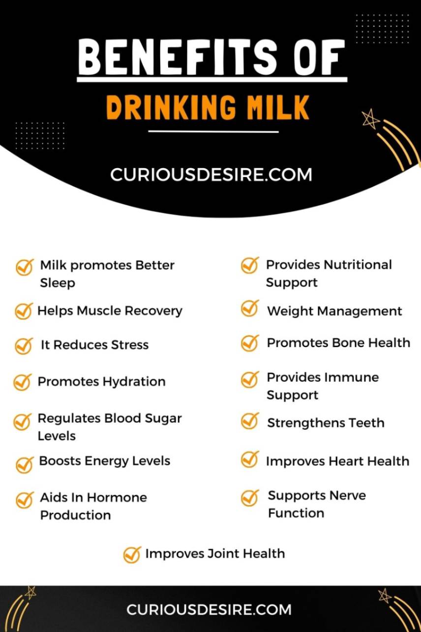 15 Benefits of Drinking Milk Before Bed Infographic