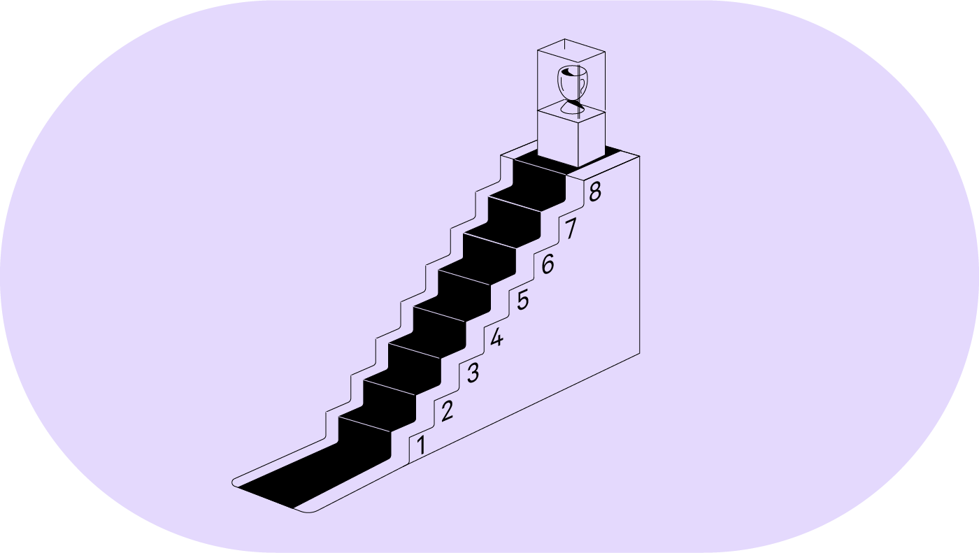 Visual representation of sequential steps leading to the achievement of a goal.