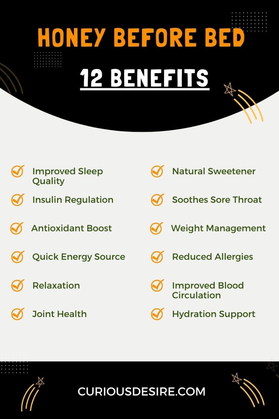 Benefits Of Honey Before Bed - Infographic