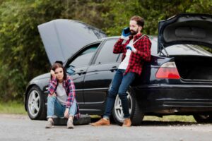 Car Breakdown Men Calling For Help