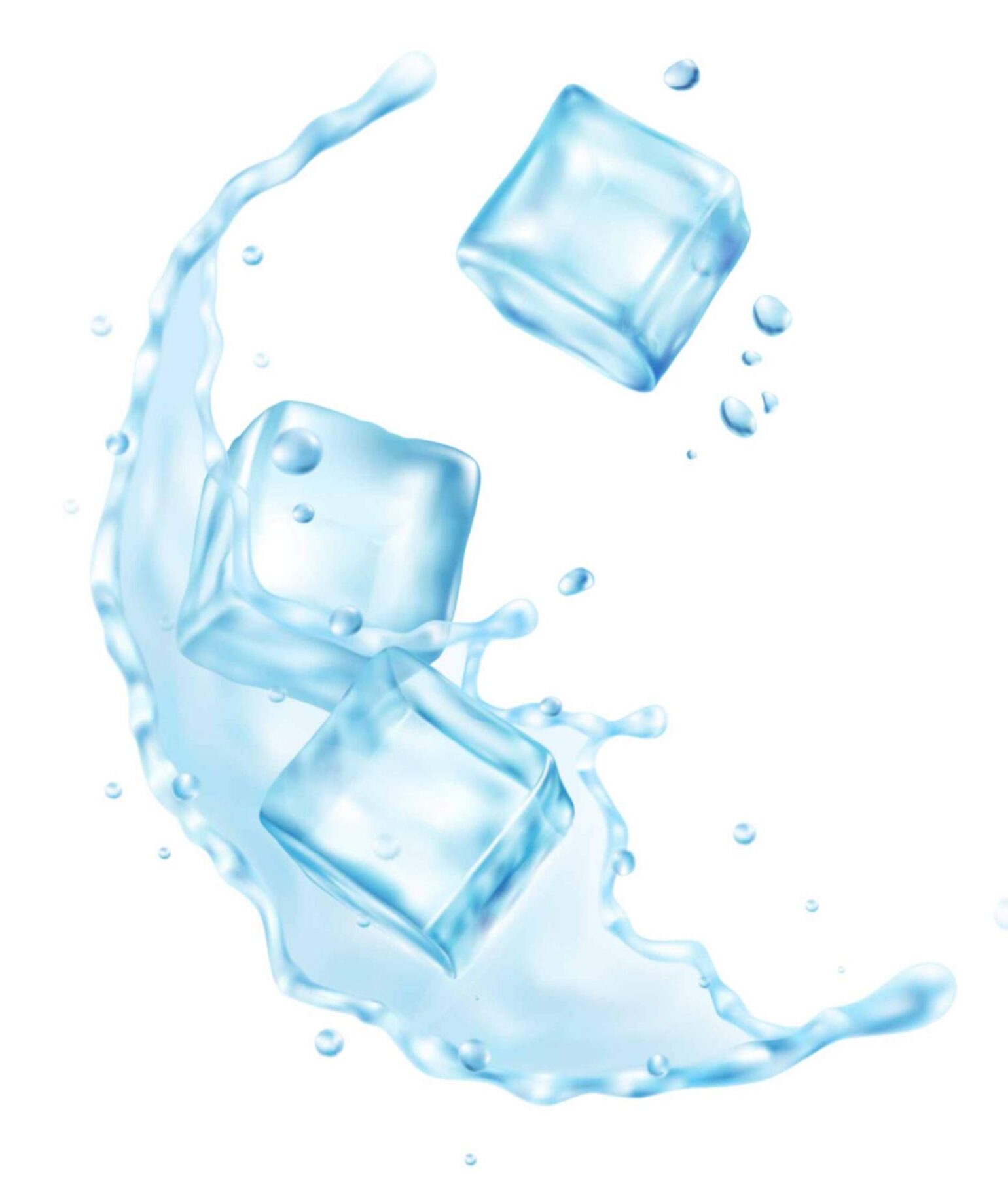 Ice Cubes Producing Splashes of Water