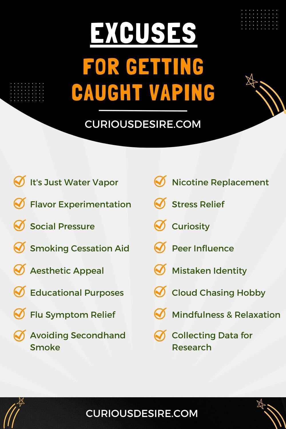 Excuses For Getting Caught Vaping Infographic