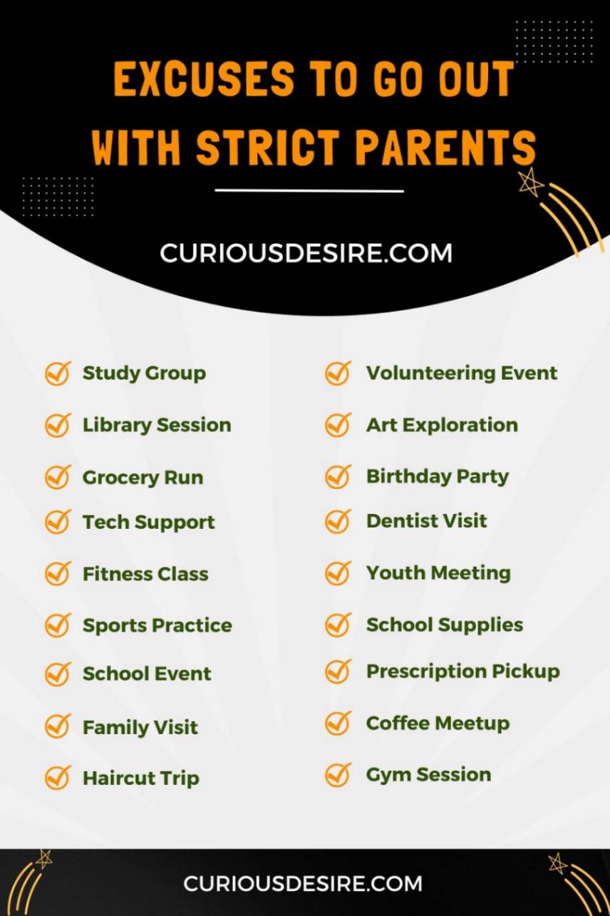Excuses To Go Out with Strict Parents infographic