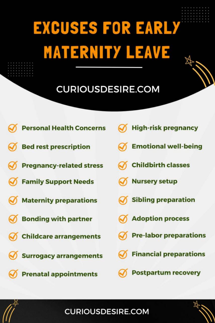 Excuses for Early Maternity Leave Infographic