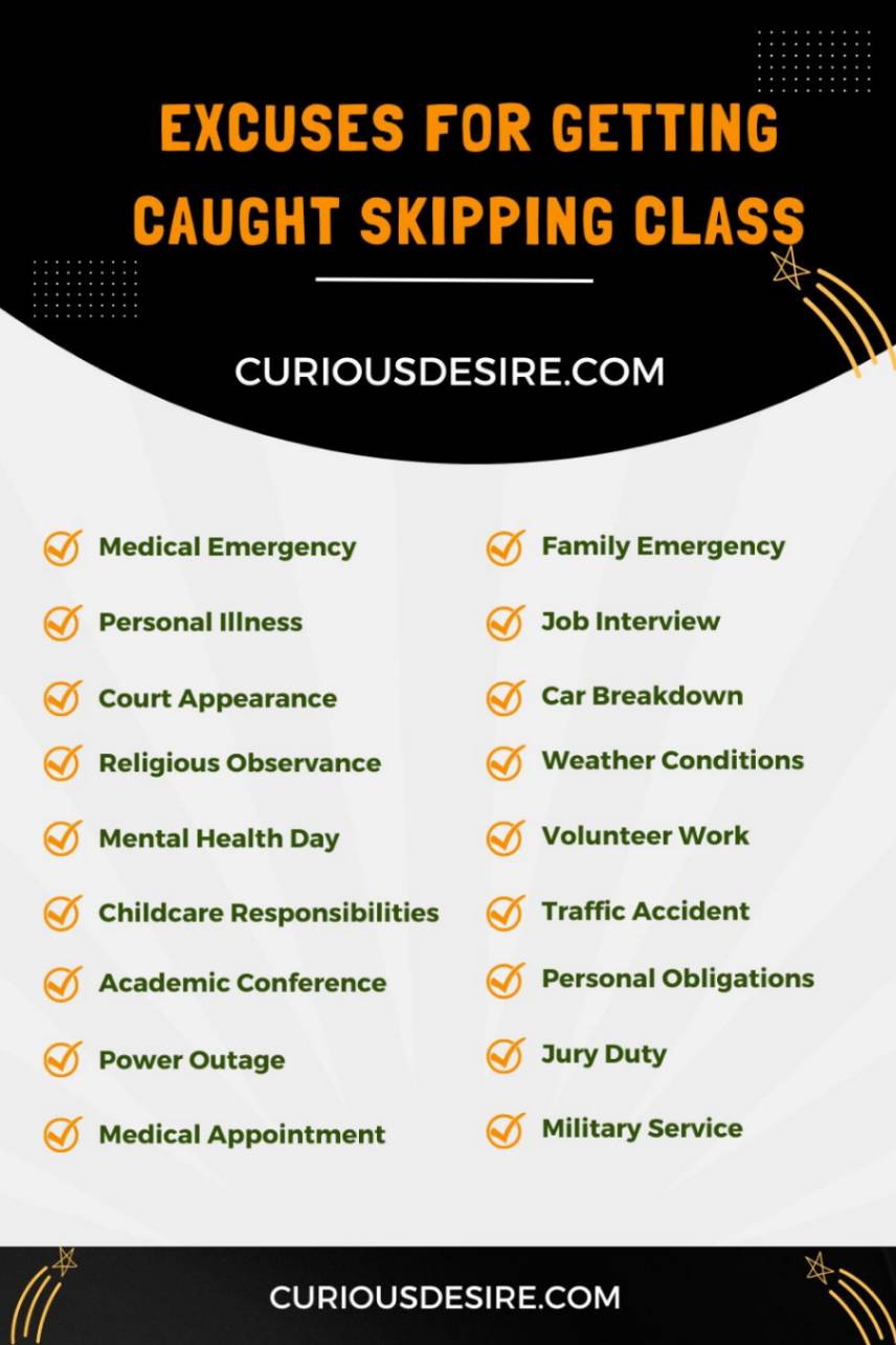 Excuses for Getting Caught Skipping Class infographic