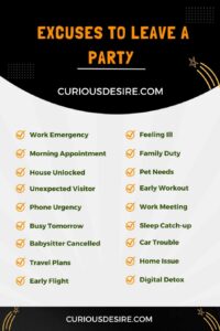 Excuses to Leave a Party infographic