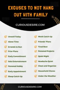 Excuses to Not Hang Out with Family infographic