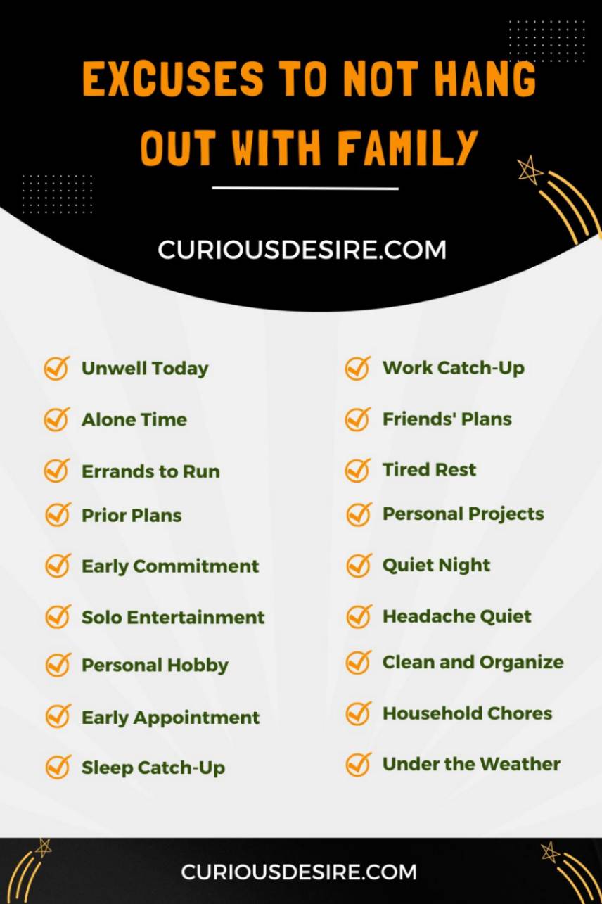 Excuses to Not Hang Out with Family infographic