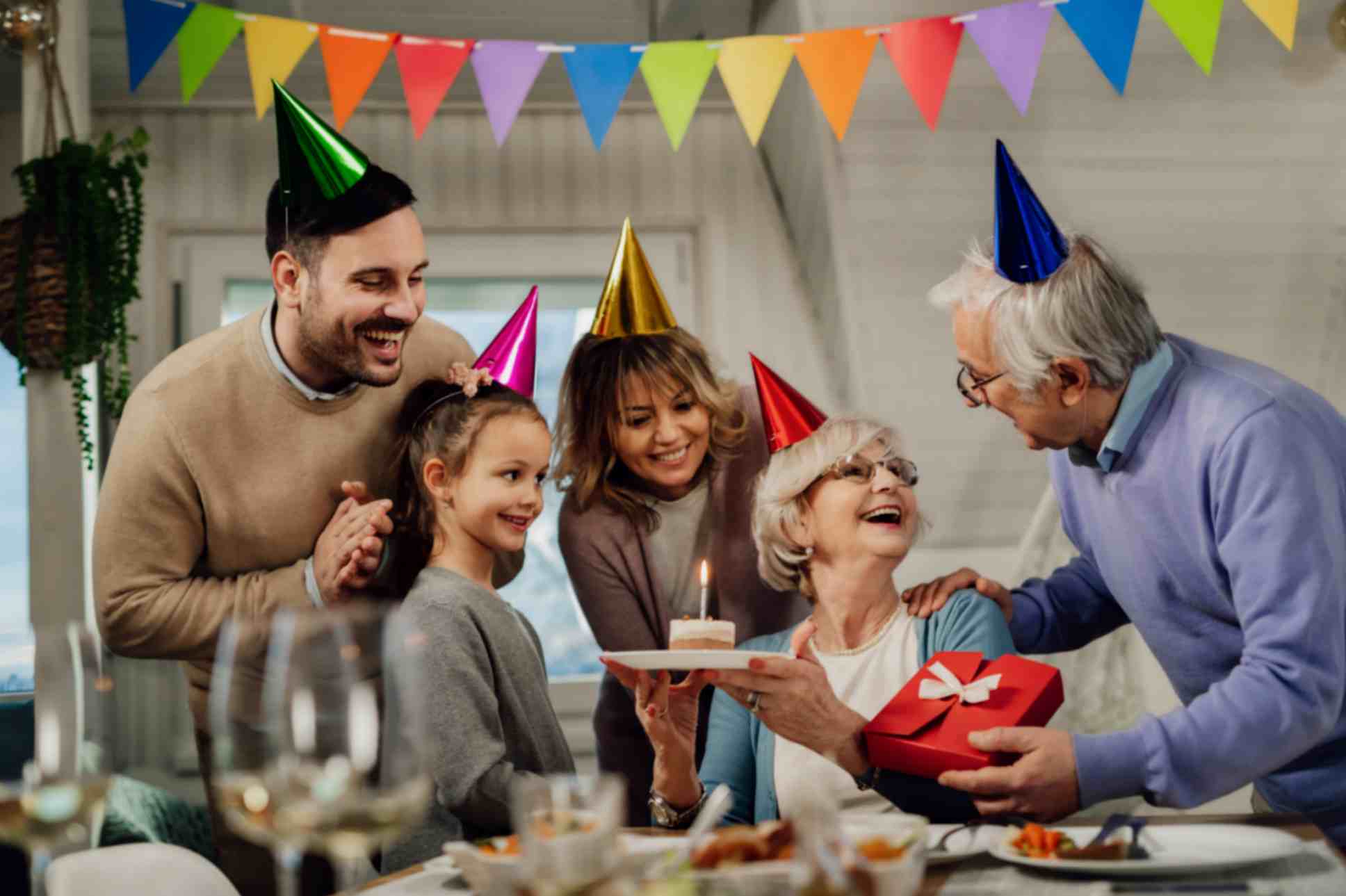 Family Celebrating Grandmother's Birthday 