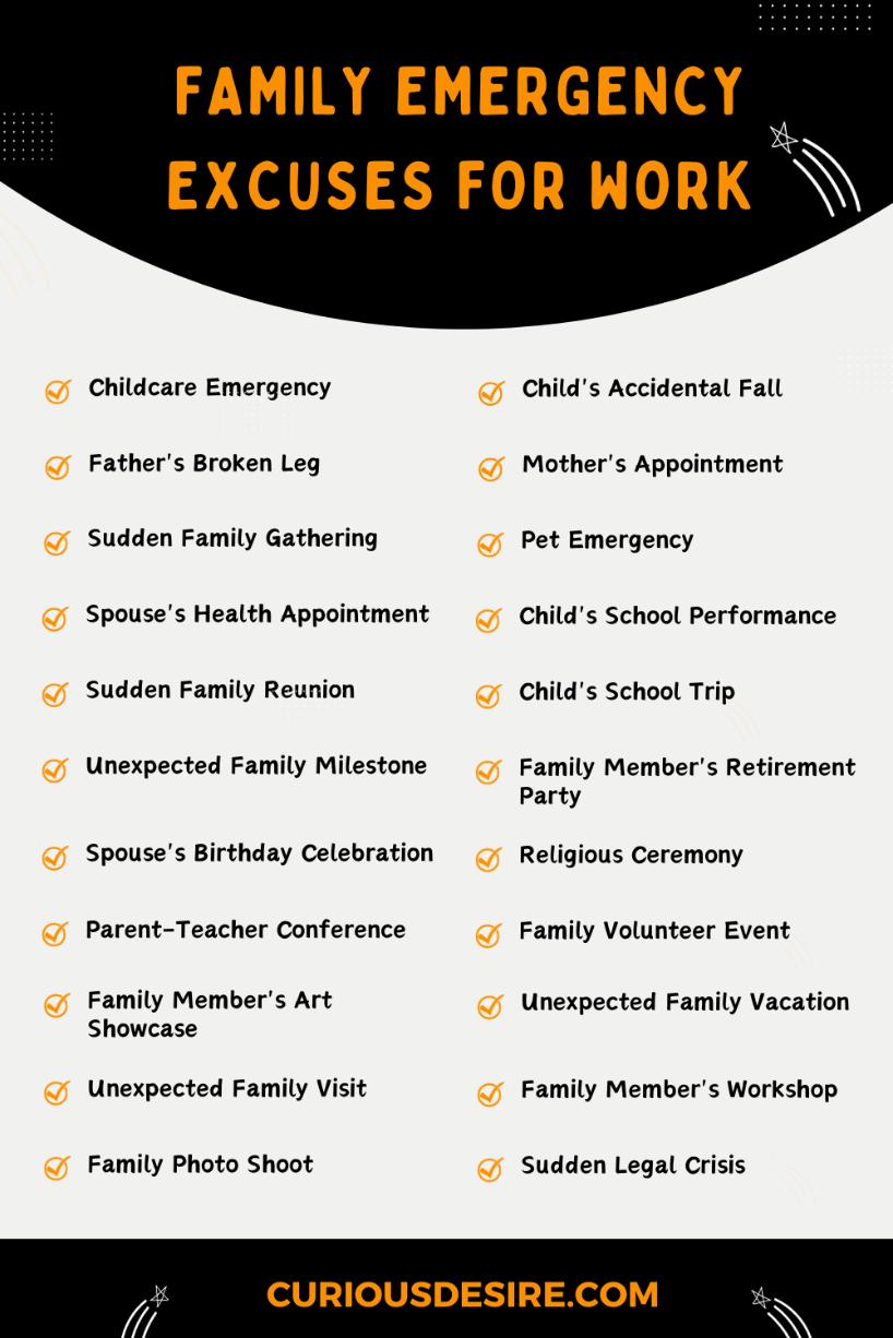 Family Emergency Excuses For Work - Infographic