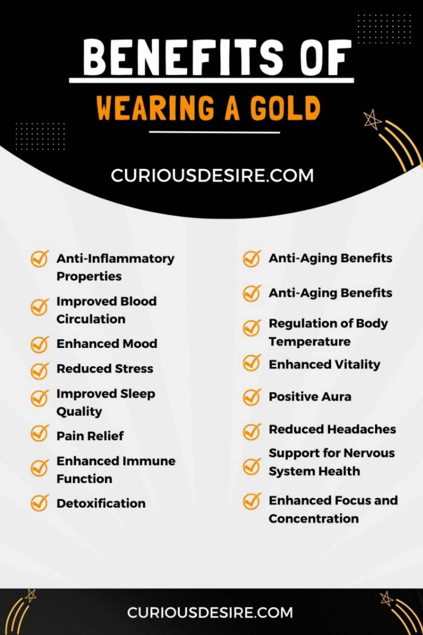 Health Benefits of Wearing Gold infographic
