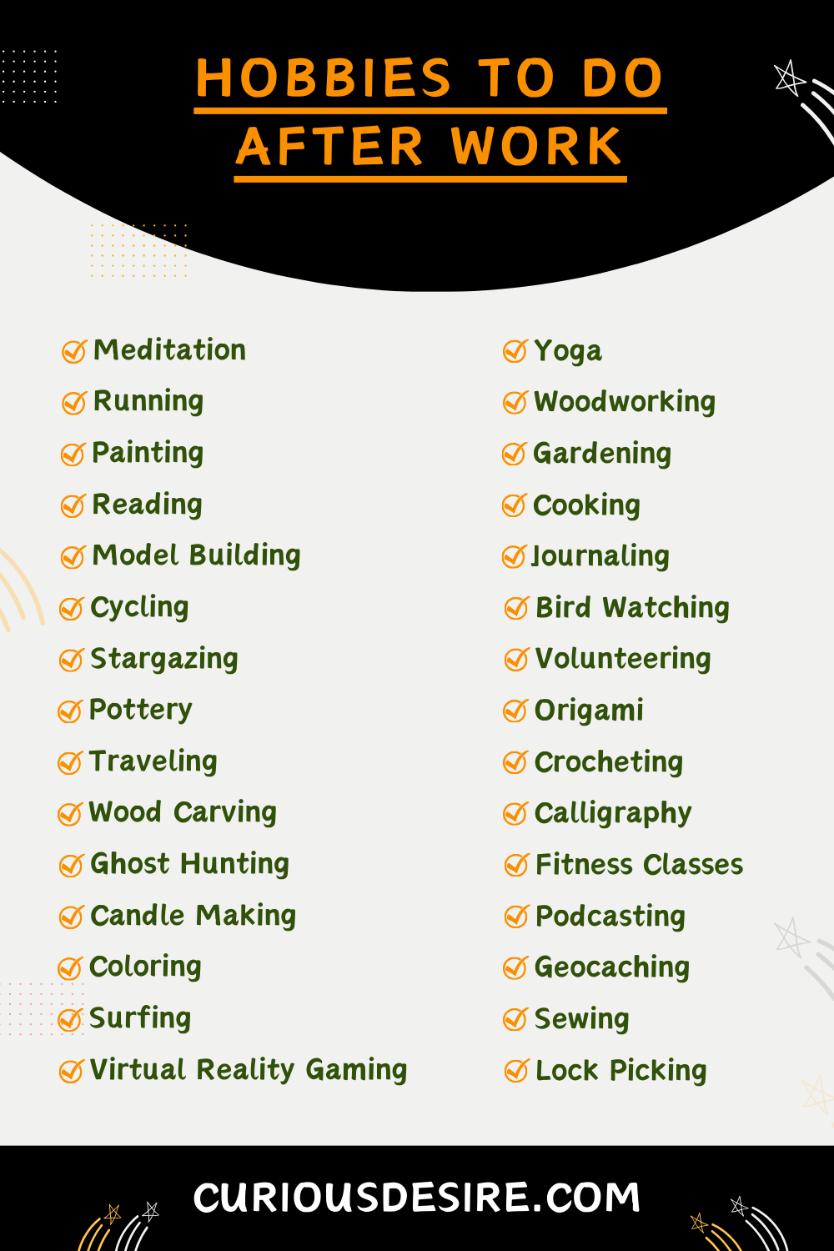 Hobbies To Do After Work - Infographic