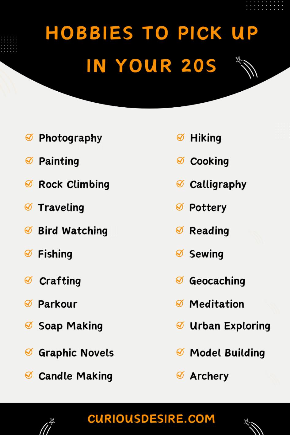 Hobbies To Pick Up In Your 20s - Infographic