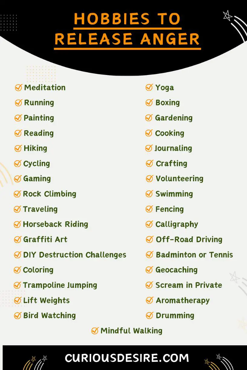 Hobbies To Release Anger - Infographic