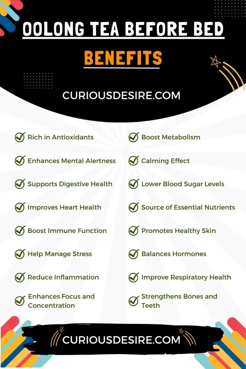 Infographics - 18 benefits of oolong tea before bed