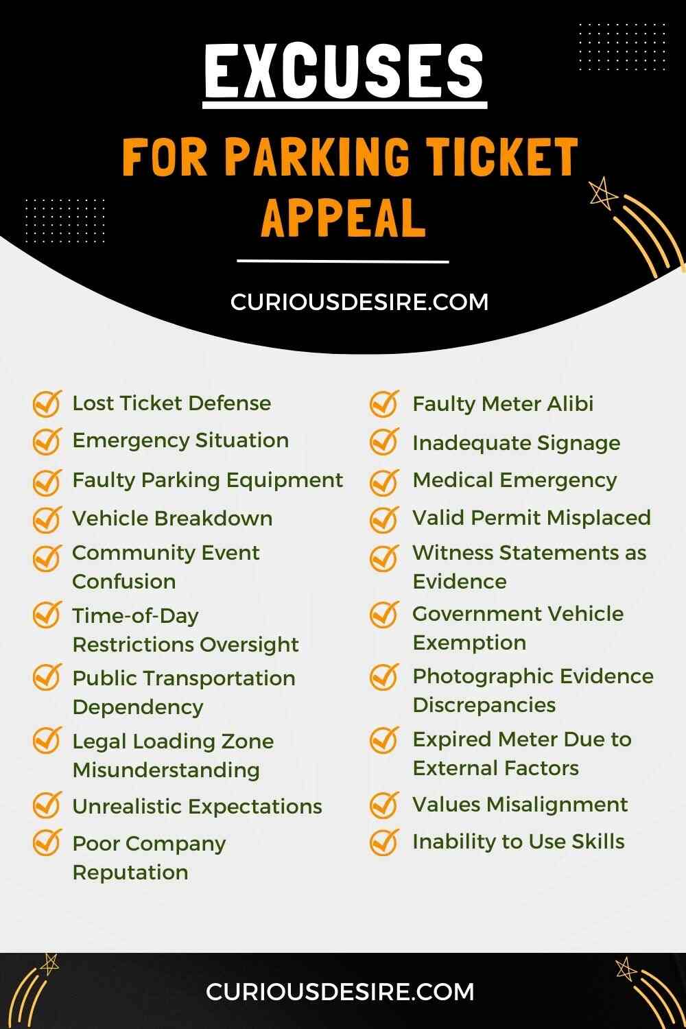 Best Parking Ticket Appeal Excuses Infographic