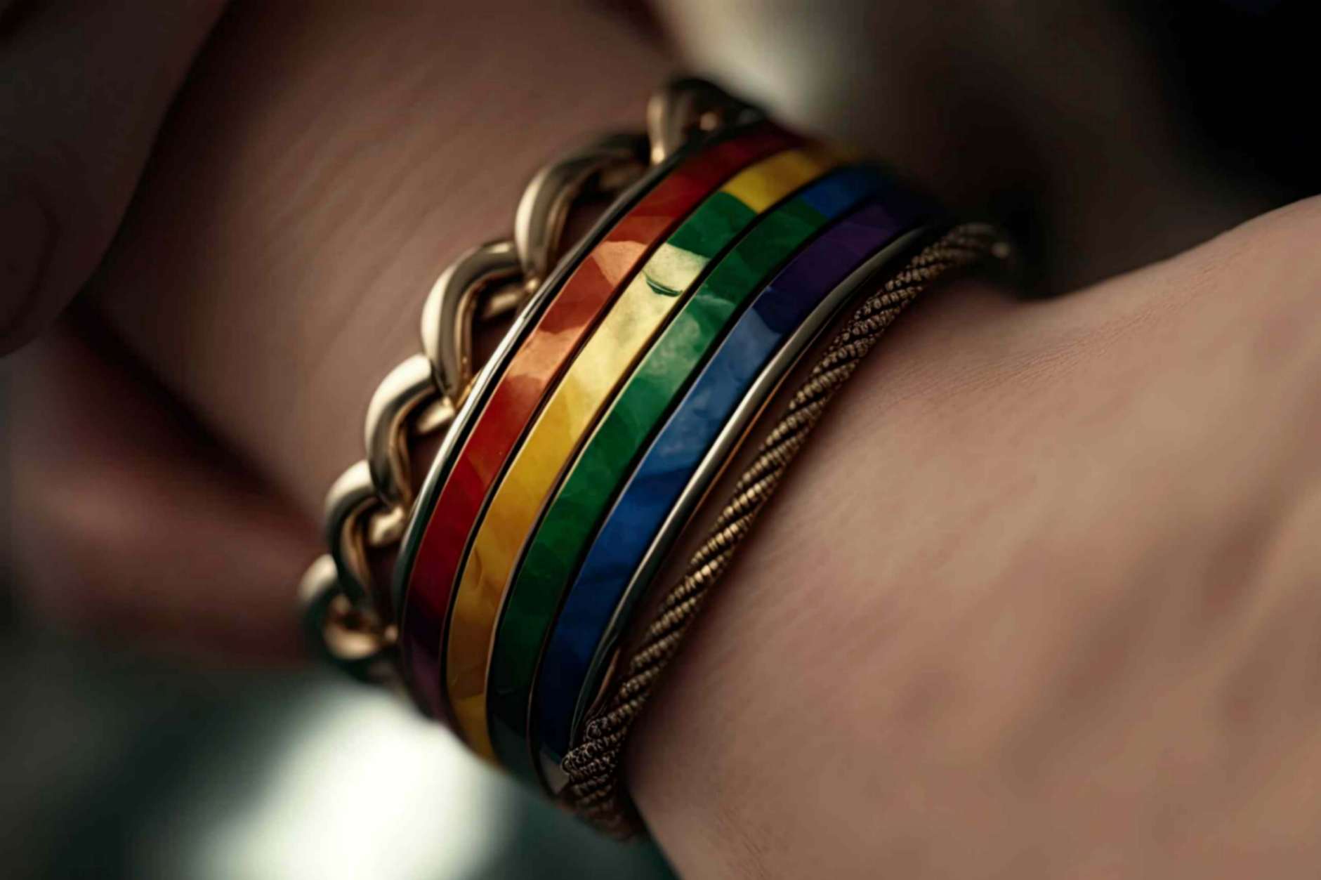 Person Wearing Multi Colour Magnetic Bracelet.