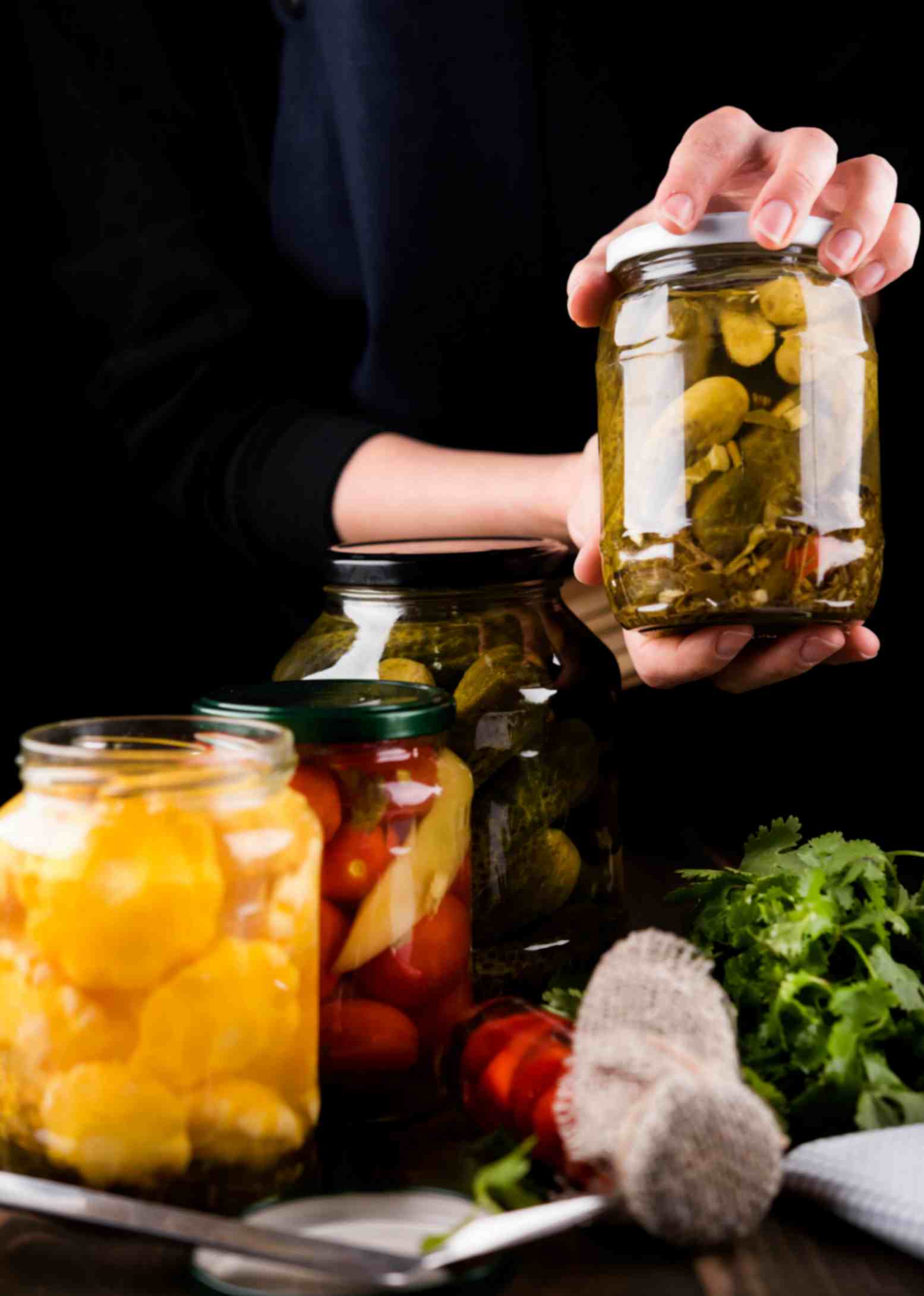Pickles Closed Up in Holding Jar