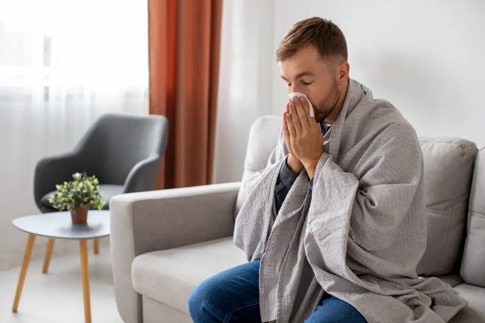 Sick Man Suffering from Flue - Sideview 