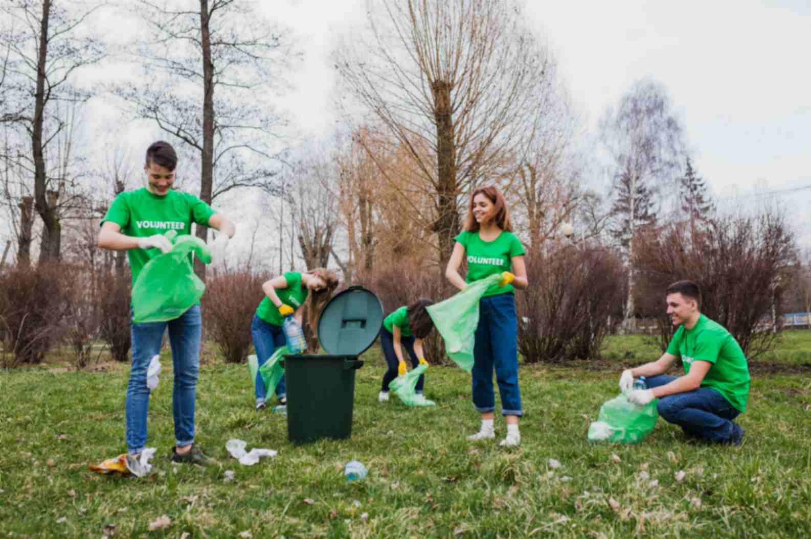 Volunteer Group Collecting Garbage