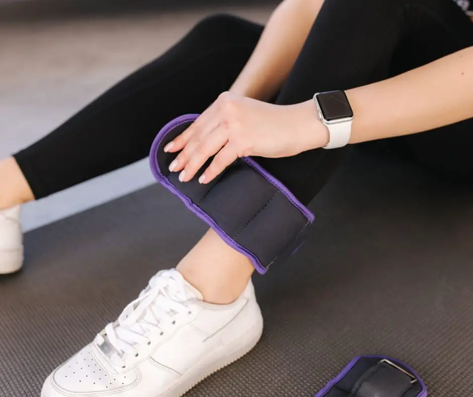 Woman wearing ankle weights