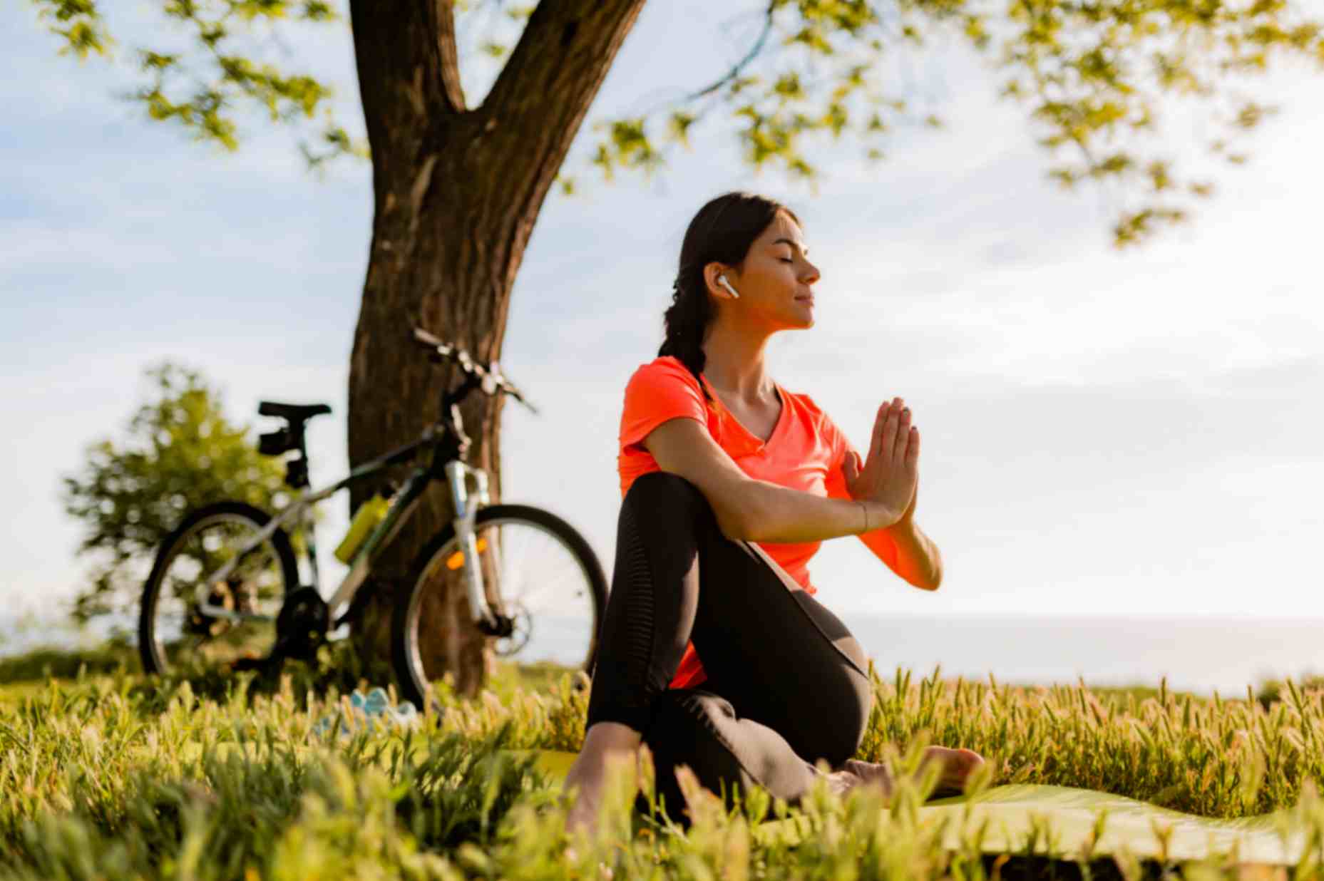 Young Women Doing Yoga 