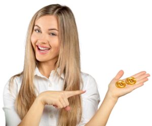 Women Holding Golden Coin