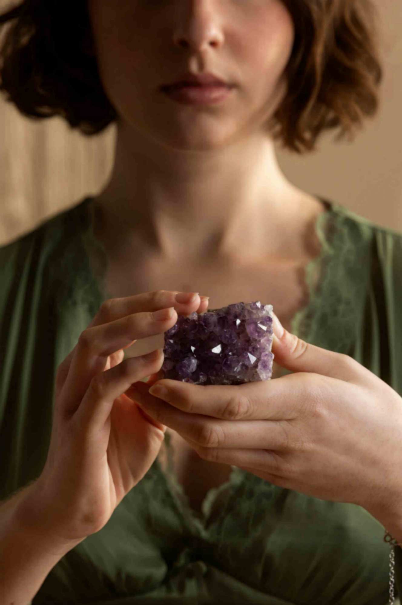 Women Holding Piece of Jewellery Stone in Her Hand
