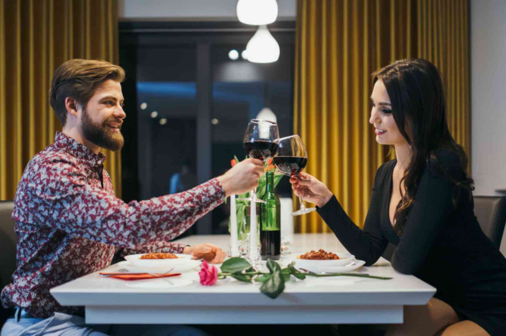 Young Couple Enjoying Dinner Date