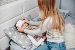 mother with her ill daughter