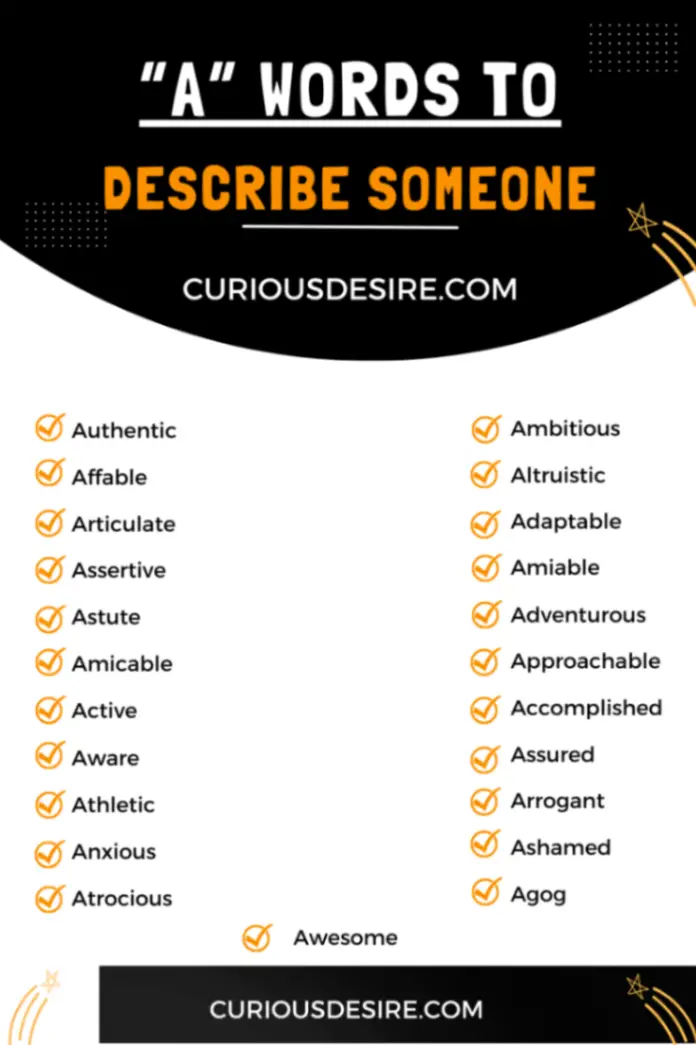 A Words to Describe Someone Infographic 