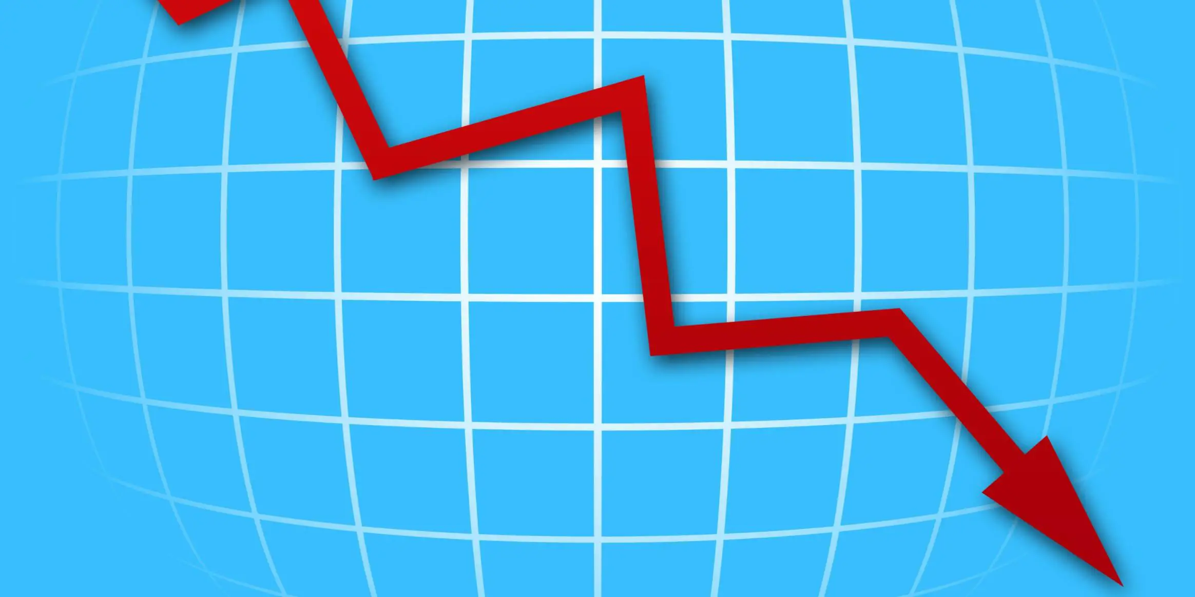 A decreasing graph against blue background showing negative credit score
