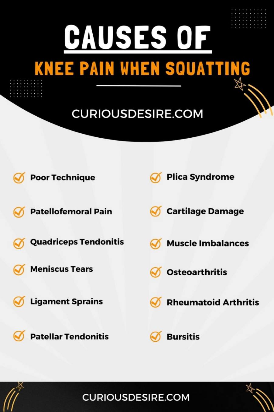 Causes of Knee Pain When Squatting infographic