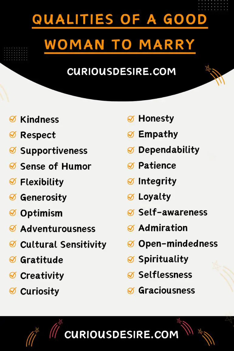 Qualities Of A Good Woman To Marry - Infographic