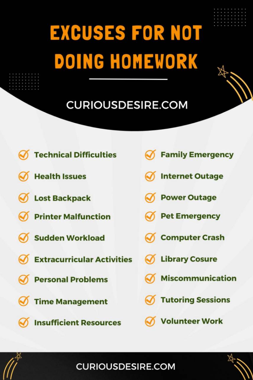 Excuses For Not Doing Homework Infographic